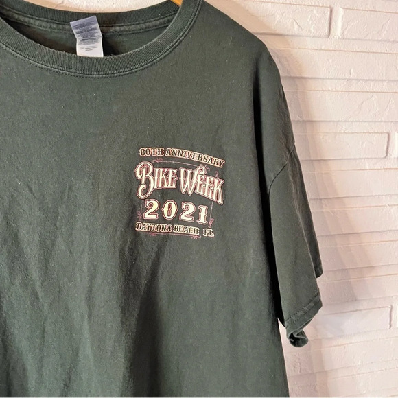 Army Green 2021 80th Anniversary Daytona Bike Week T Shirt, Men’s Extra Large - Picture 2 of 5